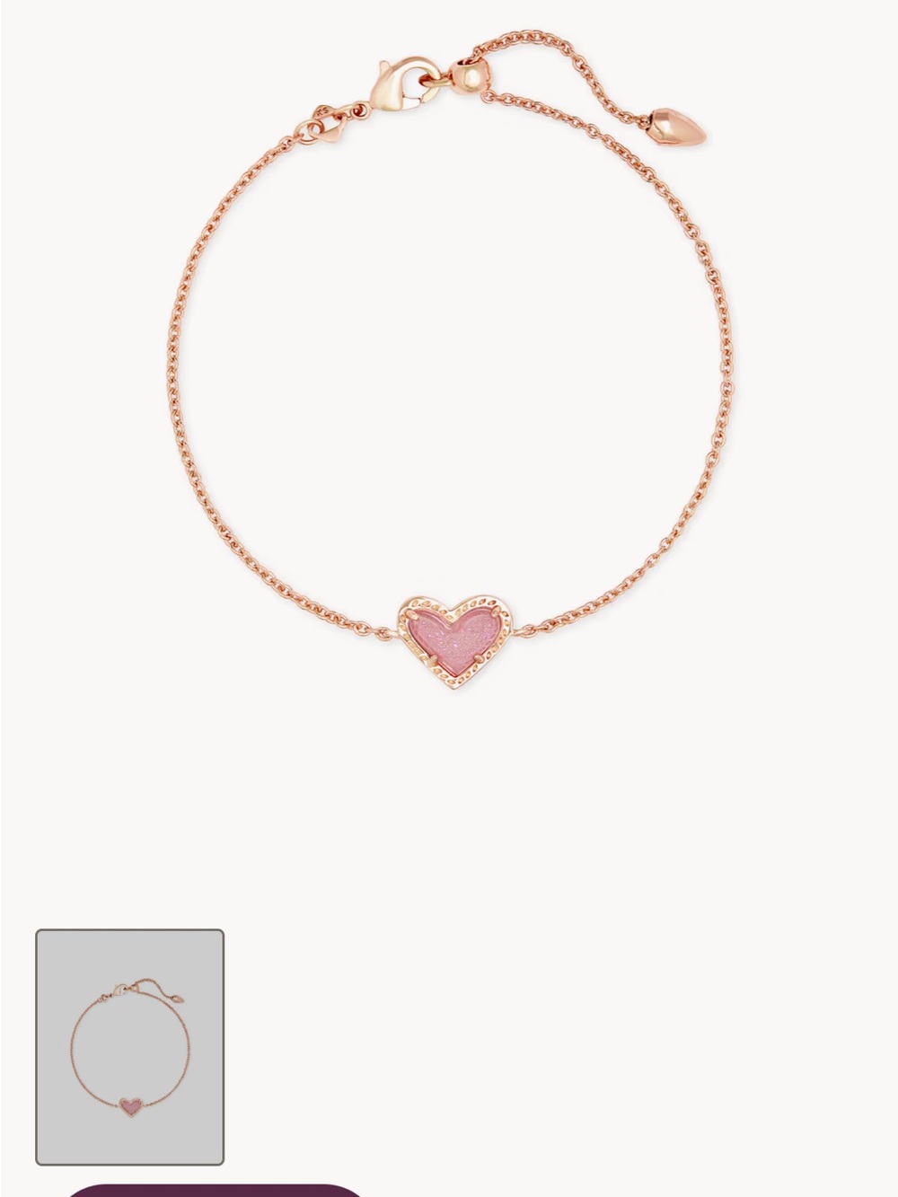 Kendra Scott Ari Rose Gold Bracelet with Pink Heart Charm
